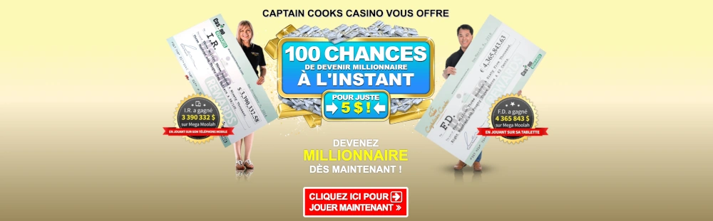 Captain Cooks 5 $ dépôt bonus bannière