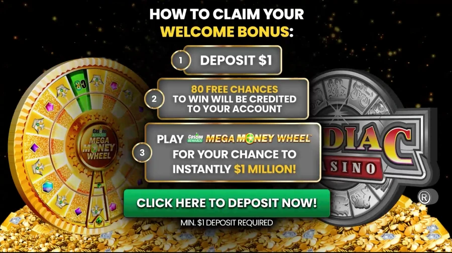 Bannière d'offre de bonus de Zodiac Casino